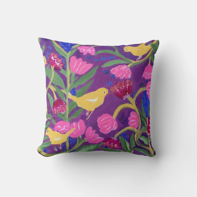 Coussin Canary dans le jardin (Recto)