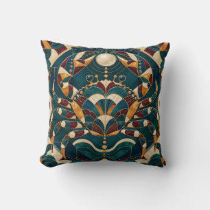 Coussin Cancer Mosaïque Géométrique Teal Bourgogne