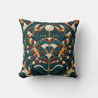 Coussin Cancer Mosaïque Géométrique Teal Bourgogne