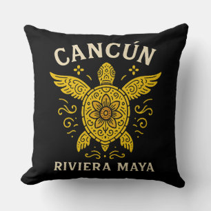 Coussin Cancun & Riviera Maya Vacances Tropicales Typo Rét