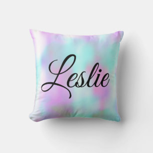 Coussin Candy Holographique en marbre liquide Script Monog