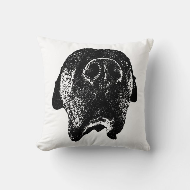 Coussin Cane Corso | Dessin à l'encre de la tête (Recto)