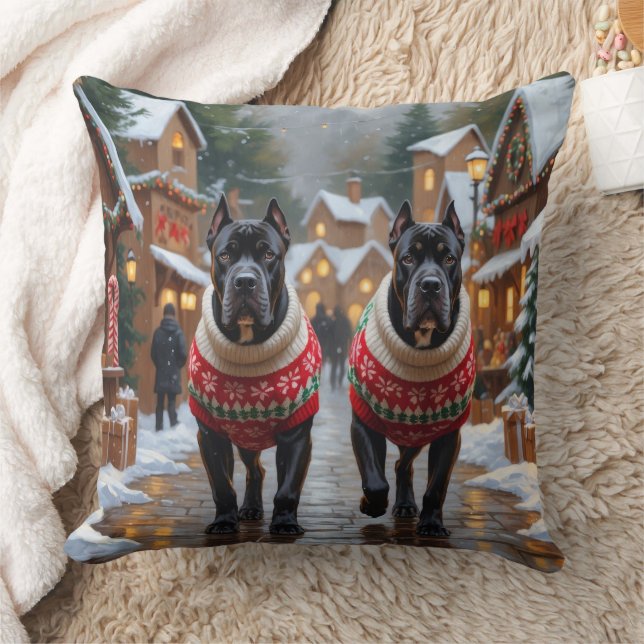 Coussin Cane Corso Dogs Christmas Snow Holiday (Couverture)