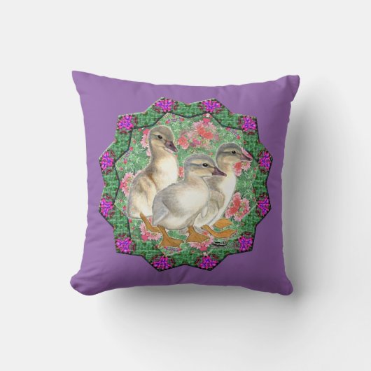 Coussin Canetons et Fleurs (Recto)