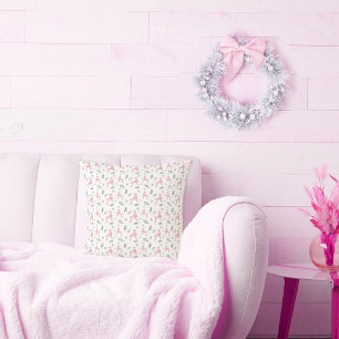 Coussin Caniche Silhouette Motif rose de Noël