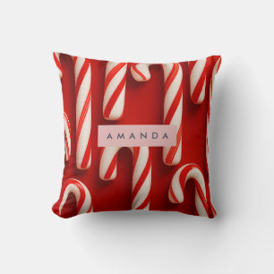 Coussin Canne à sucre personnalisée rouge et blanche class