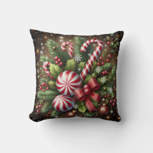Coussin Canne de bonbon classique/menthe verte de Noël