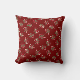 Coussin Canne de Noël avec ruban décoratif