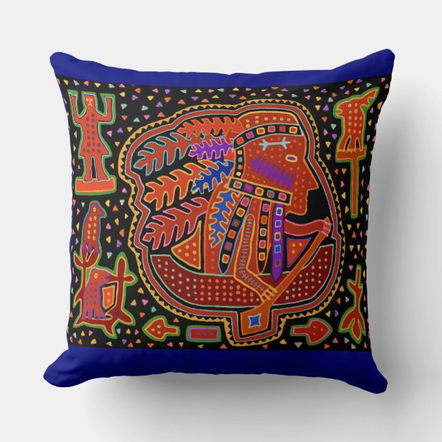 Coussin Canot à pagaie Indien Kuna  (Recto)