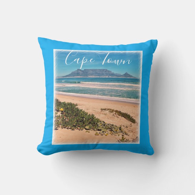 Coussin Cape Town Table Mountain Ocean Waves Beach (Recto)