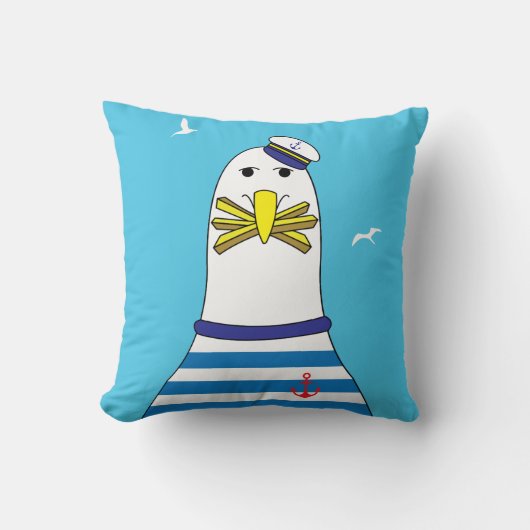 Coussin Capitaine de navire Sailor Seagull personnage de d (Recto)