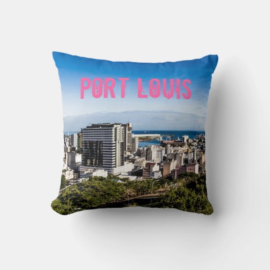 Coussin Capitale Maurice de Port Louis Skyline (Recto)