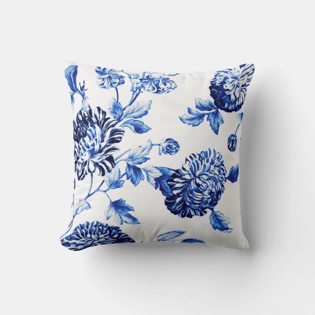 Coussin Capri Blue Botanical Floral Toile No. 2 (Recto)