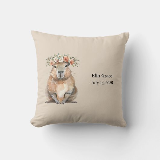 Coussin Capybara aquarelle mignon (Recto)