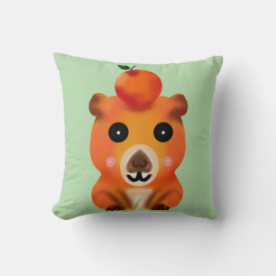 Coussin Capybara Mignon et Flou avec Orange Ar Kawaii An