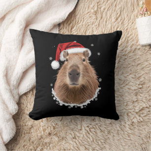 Coussin Capybara Noël drôle 