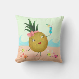 Coussin Caractère d'ananas mignon à la plage
