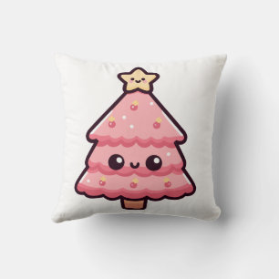 Coussin Caractère d'arbre de Noël rose mignon