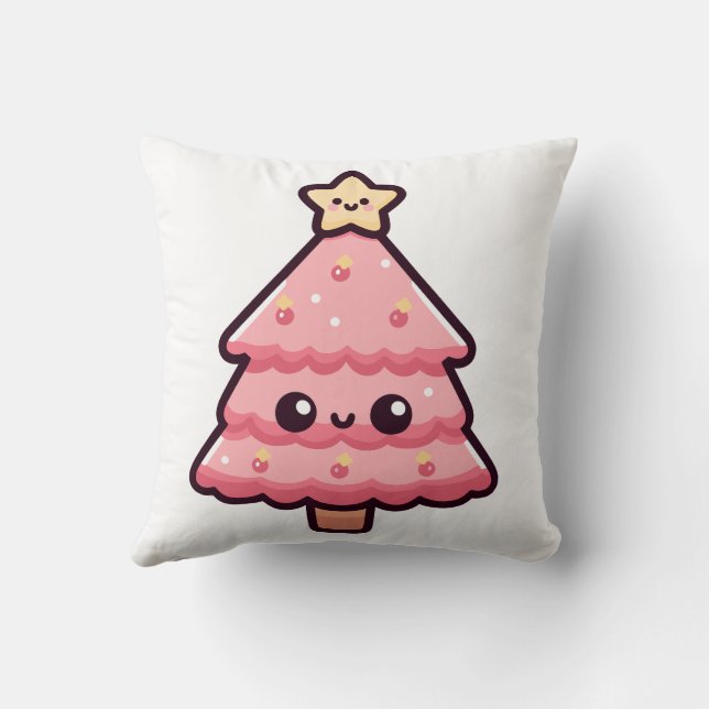 Coussin Caractère d'arbre de Noël rose mignon (Verso)
