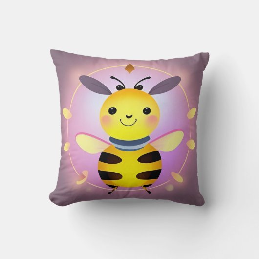 Coussin Caractère de l'abeille au dessin souriant (Recto)