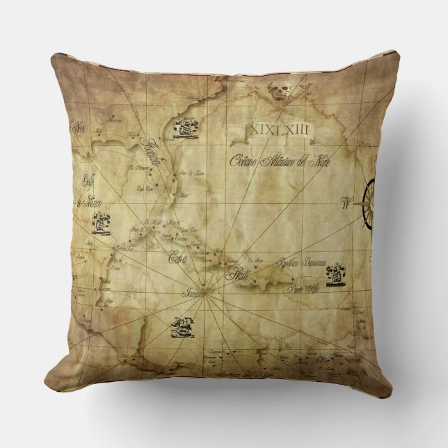 Coussin Caraïbes - ancienne carte (Recto)