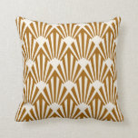 Coussin Caramel et crème de motif de fan d'art déco<br><div class="desc">Motif de fan d'art déco en caramel et crème</div>