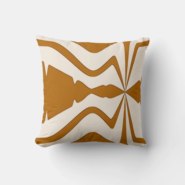 Coussin Caramel Tan Beige Abstrait Sound Wave Design (Recto)