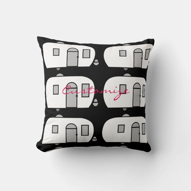 Coussin Caravane arrondie par remorque classique vintage (Recto)