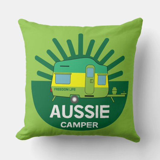 Coussin Caravane australienne | Aussie Caravaner | Camp T (Recto)