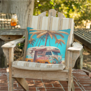 Coussin Caravane Rétro et Palmiers