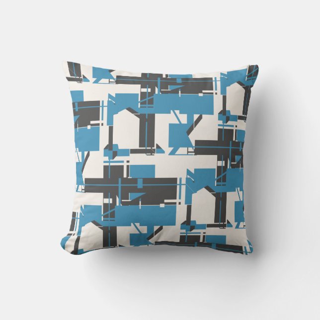 Coussin Carbone Turquoise Hors-blanc Géométrique MCM Look (Recto)