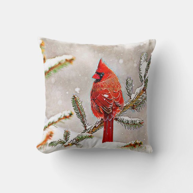 Coussin Cardinal dans un pin (Recto)