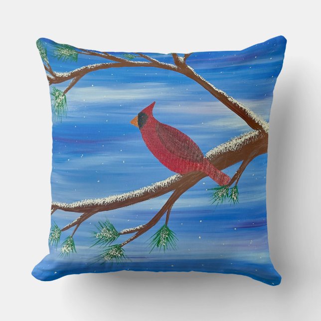 Coussin Cardinal d'hiver (Recto)