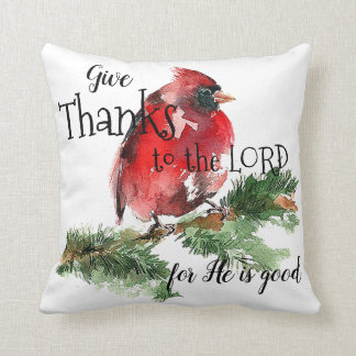 Coussin cardinal rouge d'aquarelle "de coeur