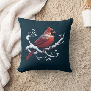 Coussin Cardinal rouge personnalisées Branche de l'arbre d