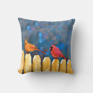 Coussin Cardinals on the Fence Painting - Art original
