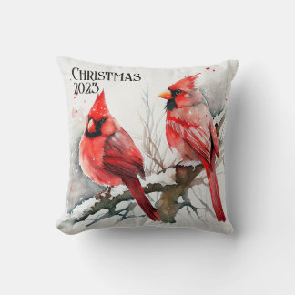 Coussin Cardinals on Tree Branch un Noël personnalisable