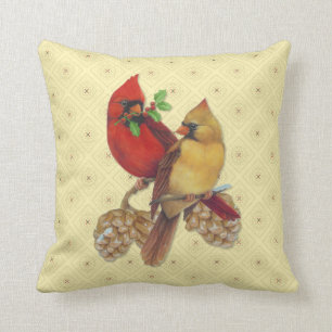 Coussin Cardinaux d'hiver Pine et Holly