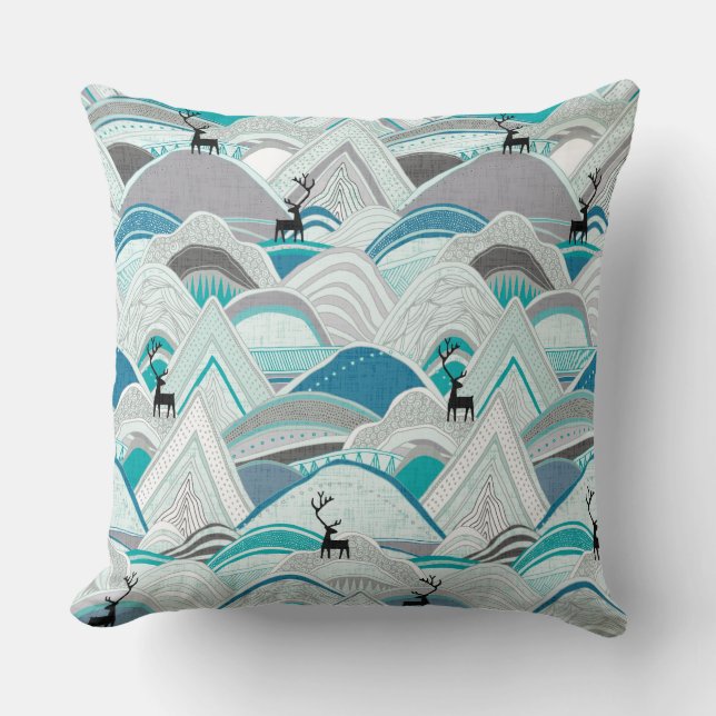 Coussin caribou bleu (Recto)