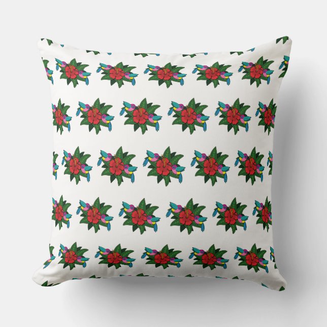 Coussin Caricature à fleurs d'Hibiscus - W (Recto)