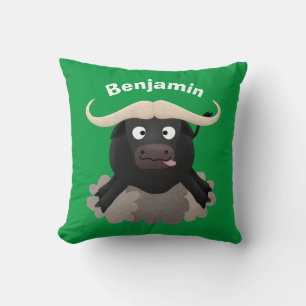 Coussin Caricature amusante de buffle d'eau courante