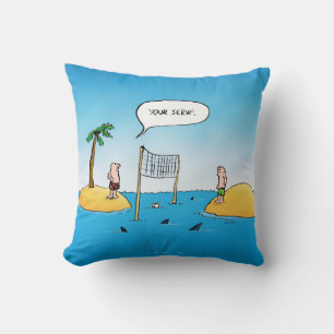 Coussin Caricature amusante de Shark Volleyball