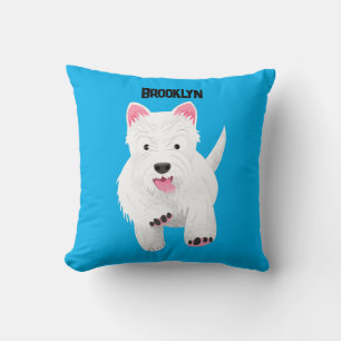 Coussin Caricature blanche de terrier de l'ouest