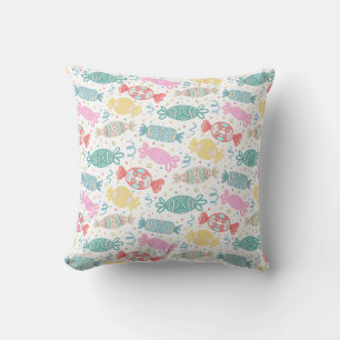 Coussin Caricature bonbons festifs multicolores
