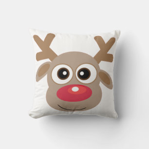 Coussin Caricature Cute Reindeer Noël blanc
