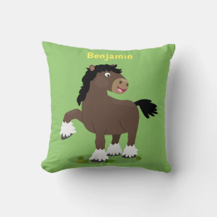 Coussin Caricature de cheval de trait de Cute Clydesdale