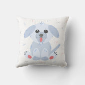 Coussin Caricature de chien coquelicot rose pastel gris (Verso)