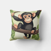 Coussin Caricature de chimpanzé fou mignon (Verso)