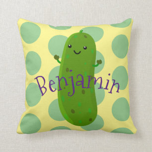 Coussin Caricature de cornichon joyeux