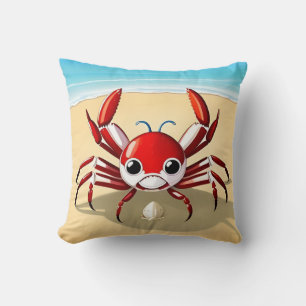 Coussin Caricature de crabe sur la plage tropicale